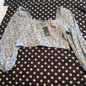 Puff long sleeve cropped shirt